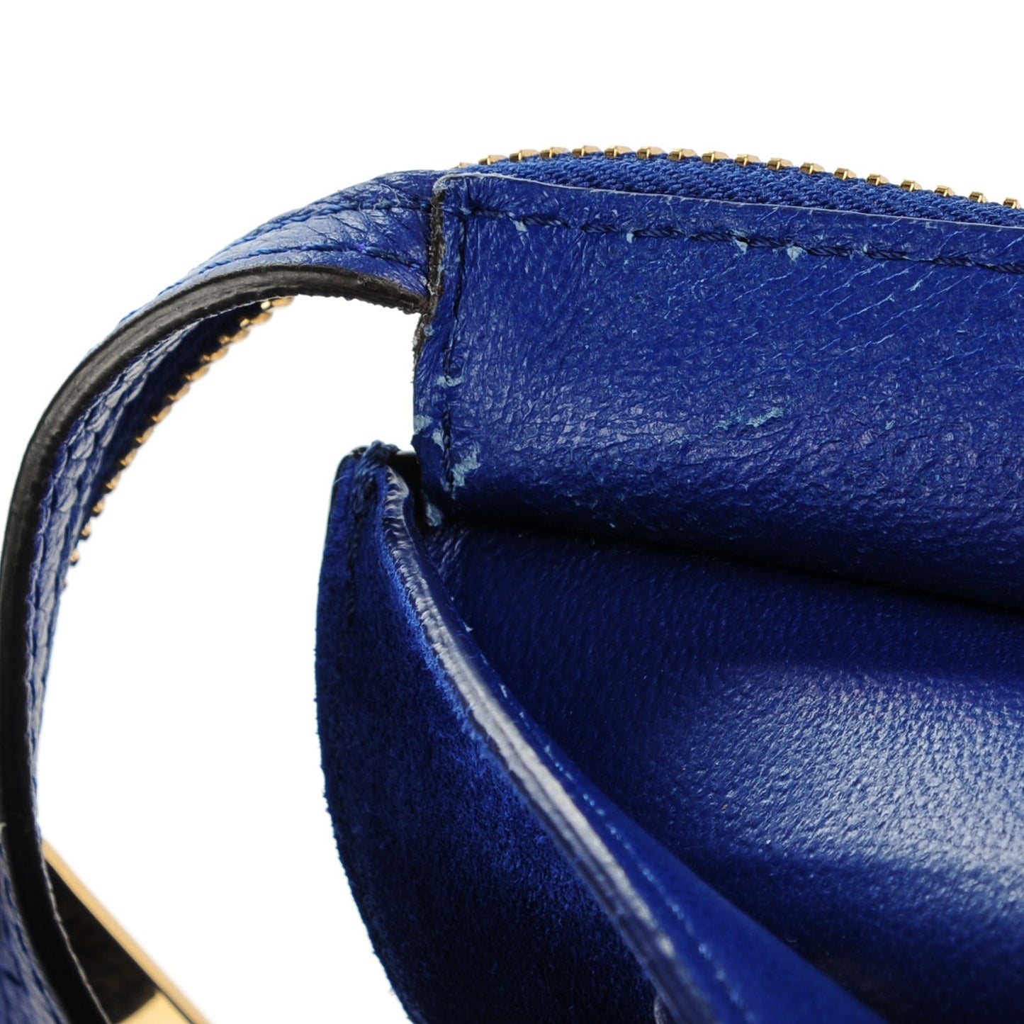 Drummed Calfskin Suede Medium Trapeze Indigo