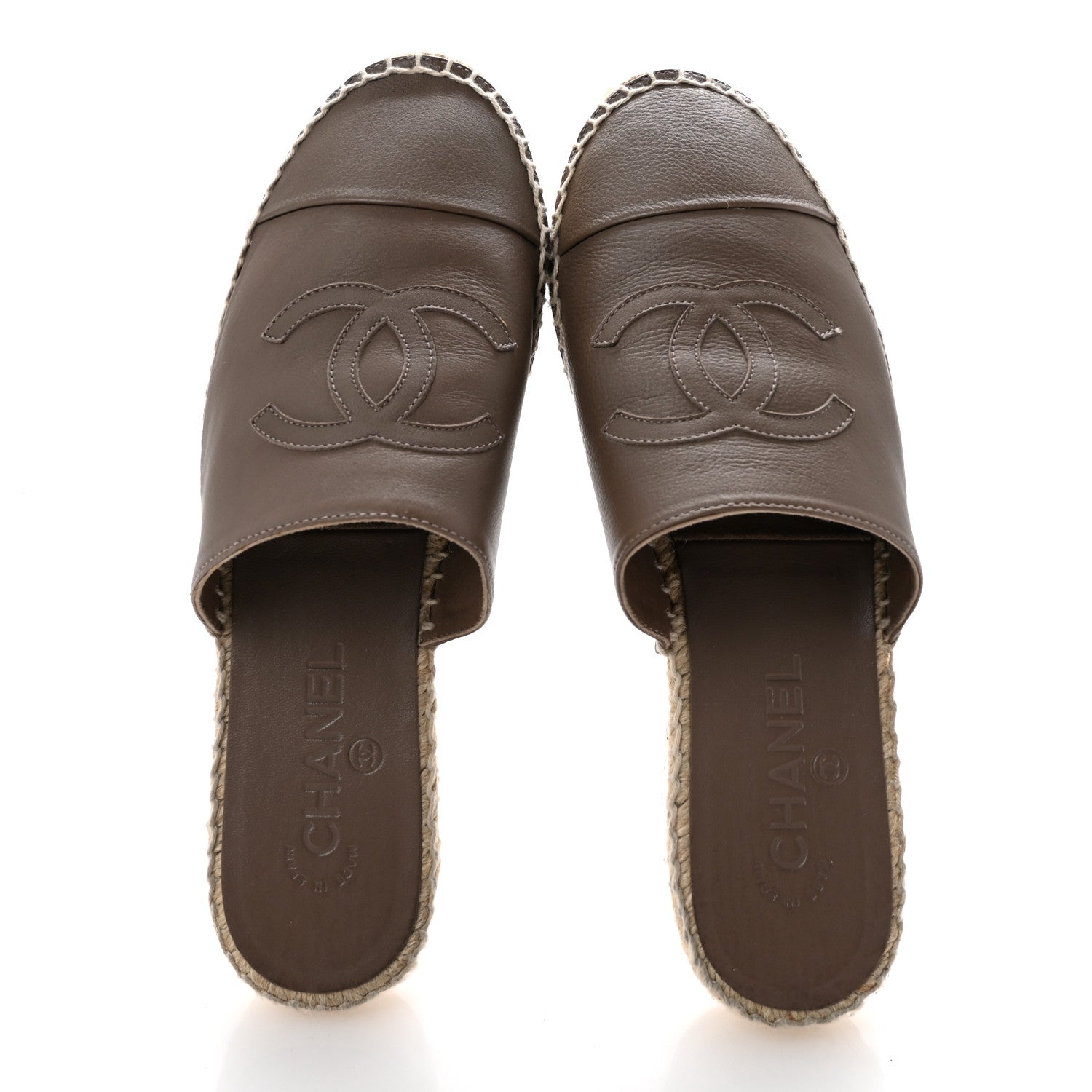 Chanel Calfskin CC Espadrille Mules 39 Dark Beige 2 of 10