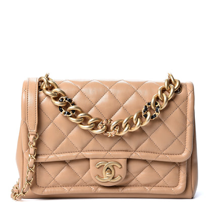 Chanel Lambskin Quilted Medium Linked In Flap Beige 1 of 9