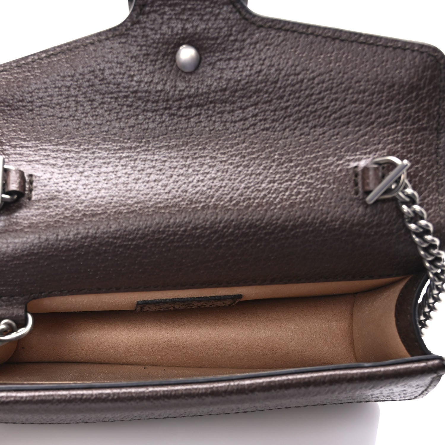 Gucci Monogram Jumbo GG Textured Dollar Calfskin Super Mini Dionysus Shoulder Bag Camel Ebony New Acero 5 of 9
