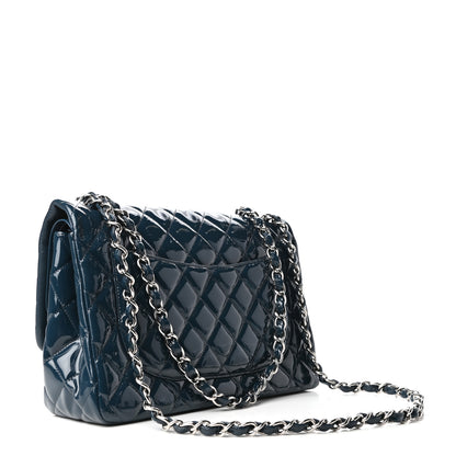 Chanel Patent Quilted Jumbo Double Flap Blue 4 of 10