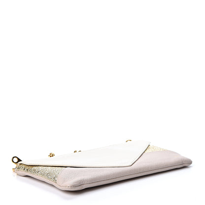Chloe Metallic Calfskin Patchwork Chain Wallet White Pink 3 of 9