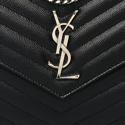 Saint Laurent Grain De Poudre Matelasse Chevron Monogram Chain Wallet Black 8 of 12