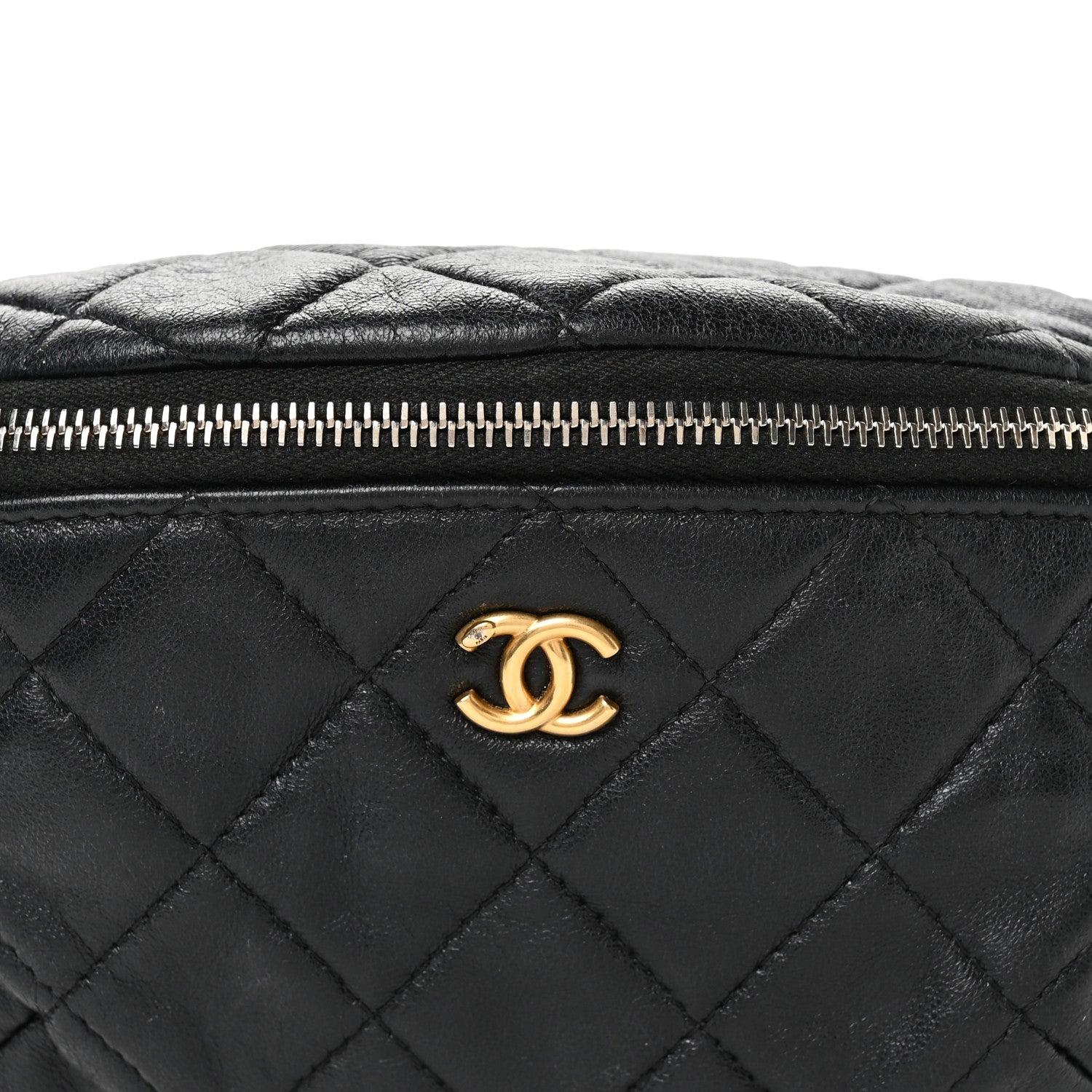 Chanel Shiny Lambskin Quilted Pearl Crush Belt Bag Black 8 of 10