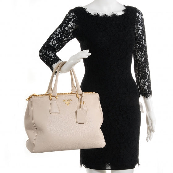 Prada Vitello Daino Large Double Zip Tote Talco 2 of 13
