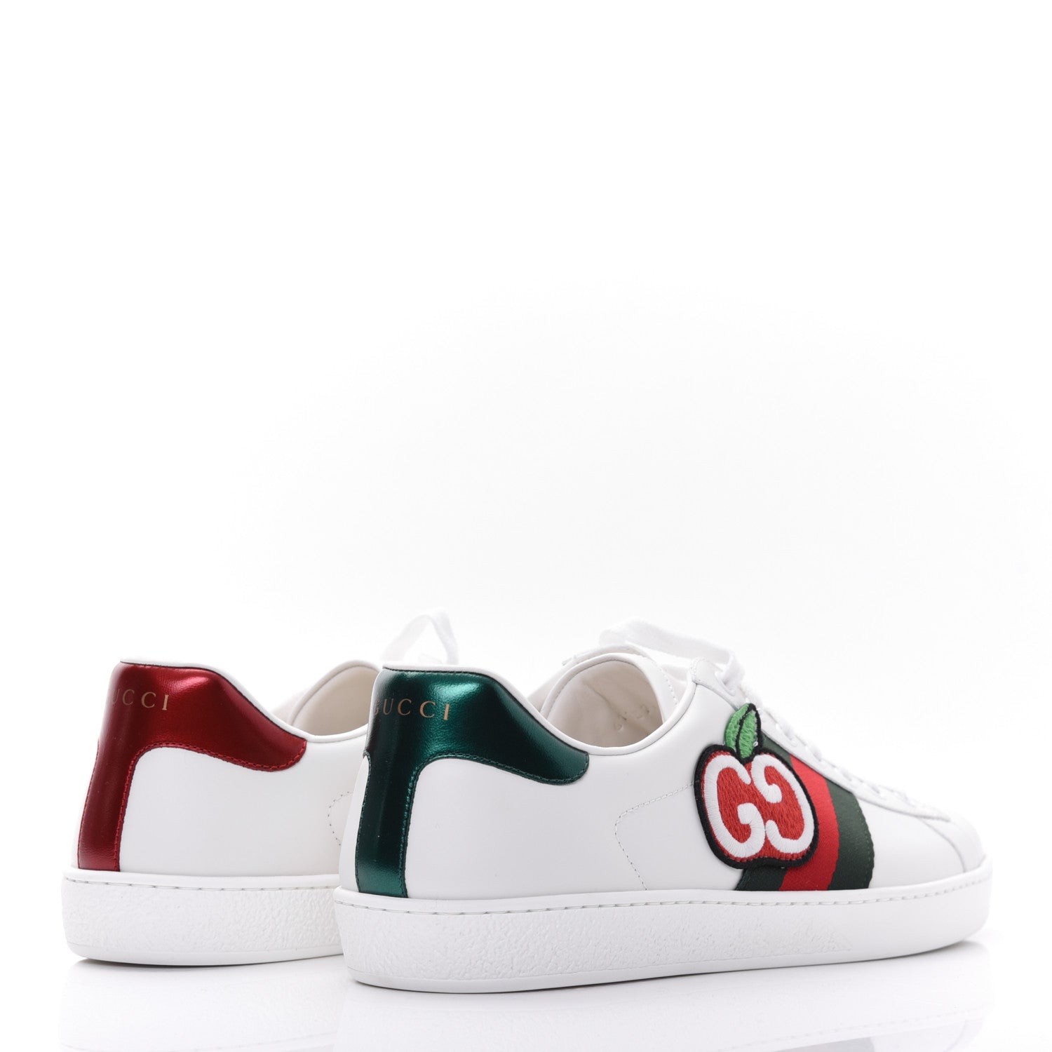 Gucci Calfskin Web GG Apple Embroidered Mens Ace Sneakers 8 White 4 of 9