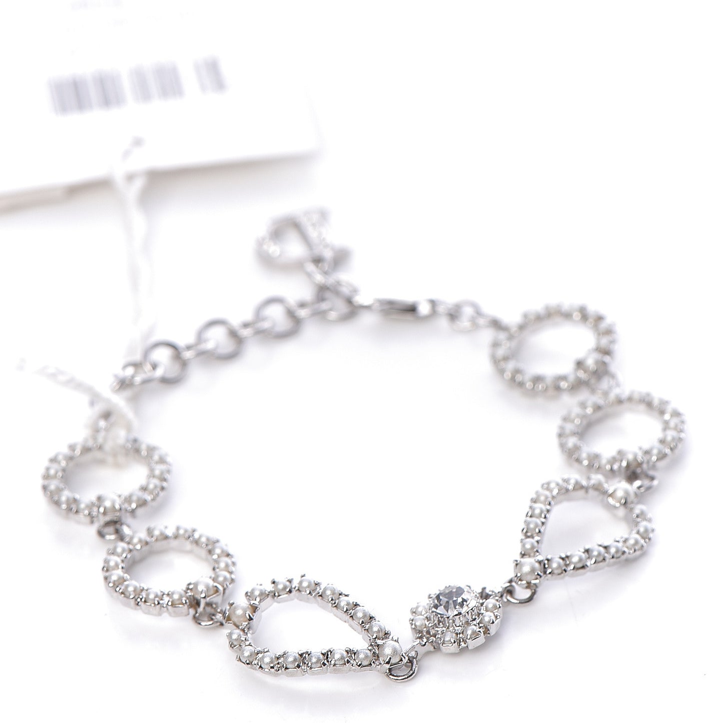 Crystal Pearl Studio Bracelet Silver Blanc