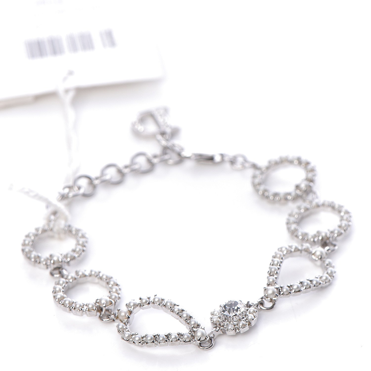 Christian Dior Crystal Pearl Studio Bracelet Silver Blanc 1 of 7