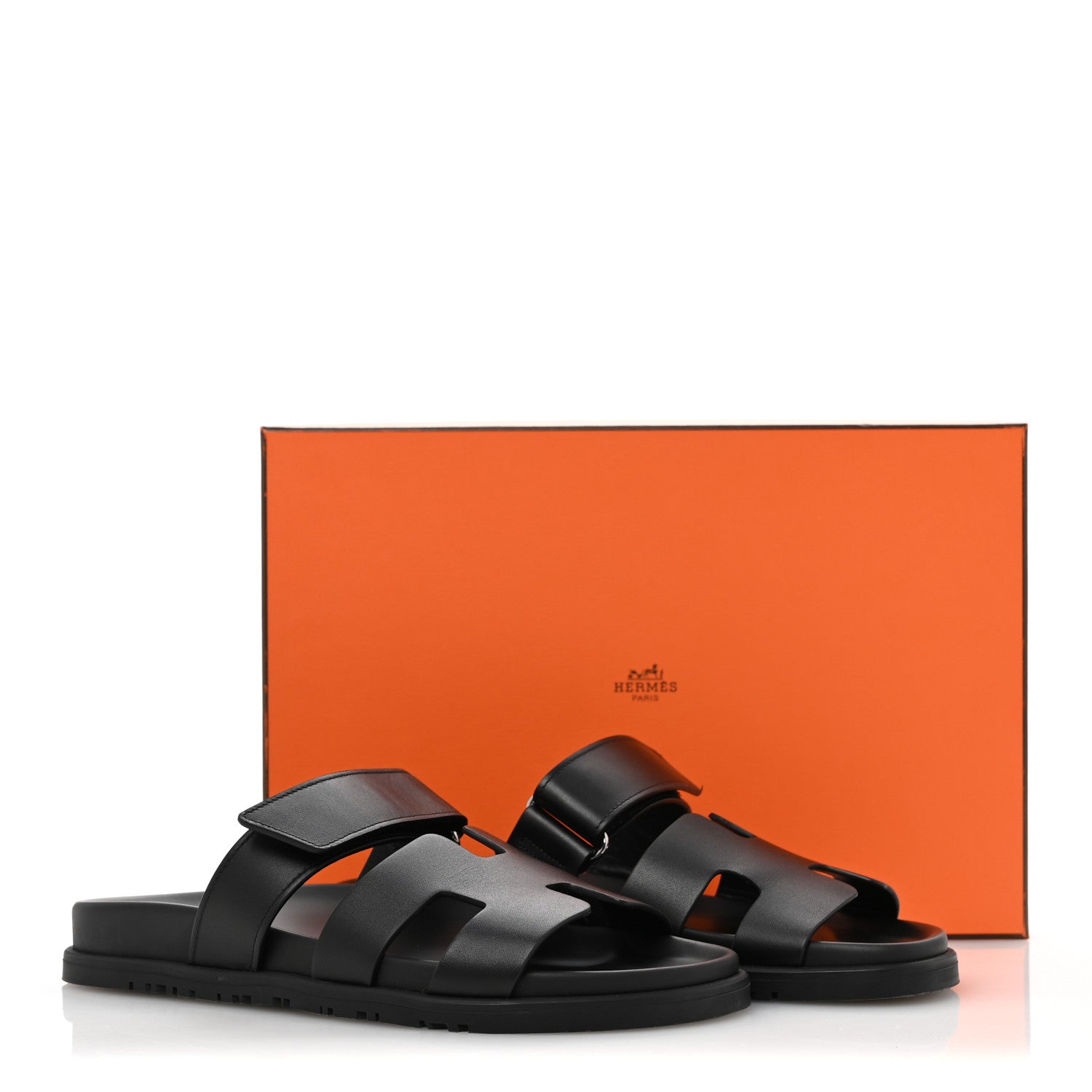 Hermes Calfskin Womens Chypre Sandals 38 Black 10 of 10