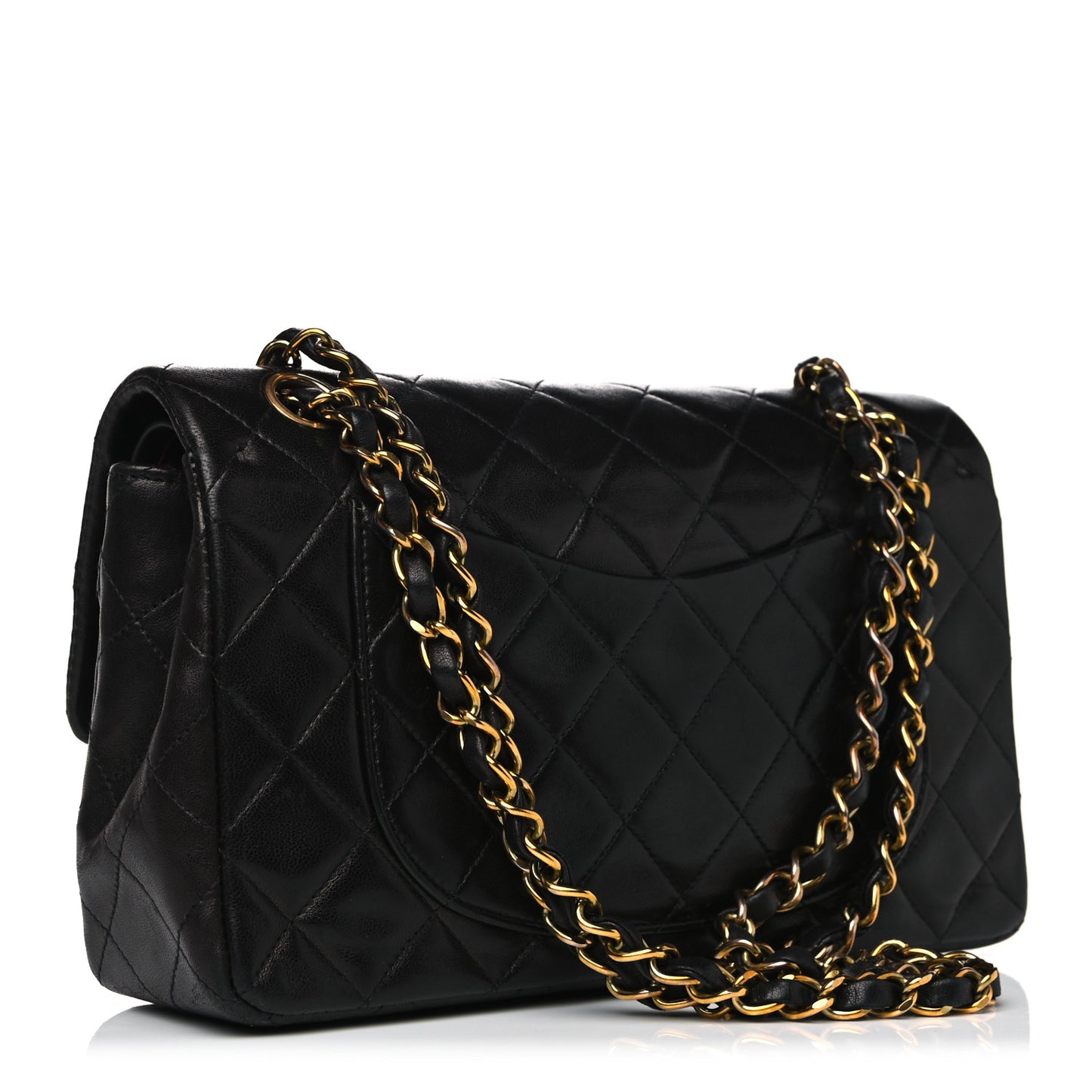 Lambskin Quilted Small Double Flap Black