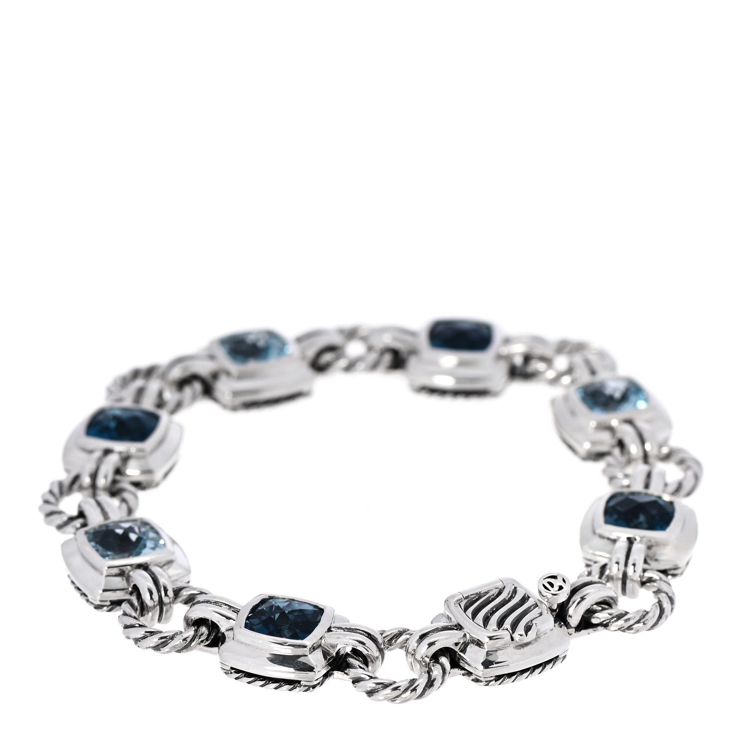 David Yurman Sterling Silver Blue Topaz 7mm Renaissance Linked Bracelet 3 of 5