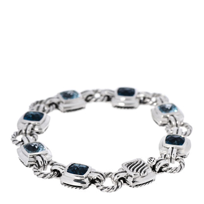 David Yurman Sterling Silver Blue Topaz 7mm Renaissance Linked Bracelet 3 of 5