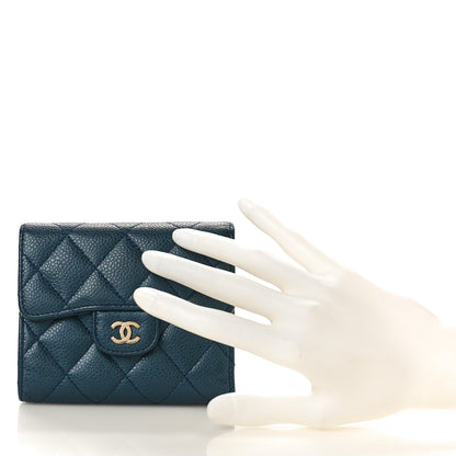 Chanel Caviar Quilted Compact Flap Wallet Navy 2 of 10