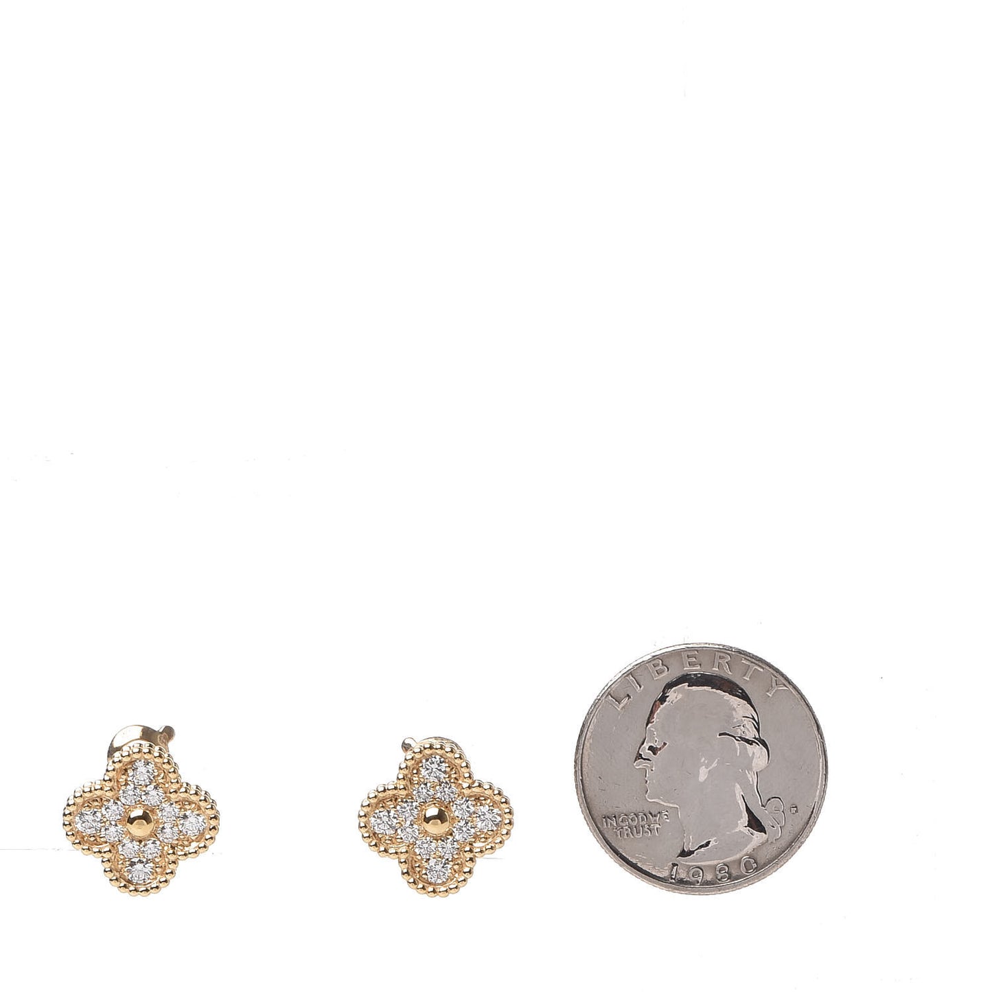 18K Yellow Gold Diamond Vintage Alhambra Earrings