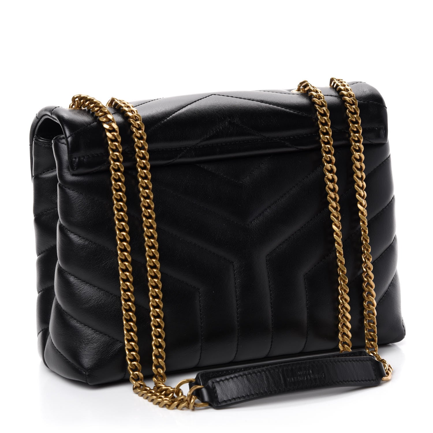 Saint Laurent Calfskin Y Quilted Monogram Small Loulou Chain Satchel Black 4 of 12