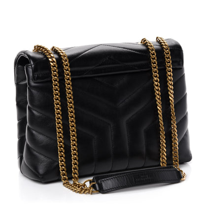 Saint Laurent Calfskin Y Quilted Monogram Small Loulou Chain Satchel Black 4 of 12