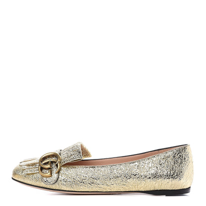 Gucci Galassia GG Marmont Fringe Flats 37 Platino 1 of 9