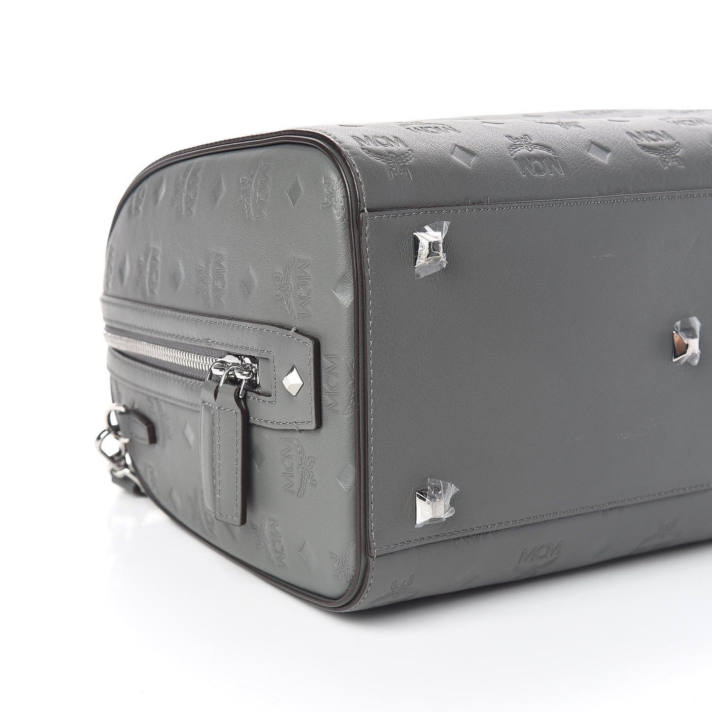 Calfskin Ottomar Monogram Essential Boston Bag Grey