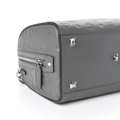 MCM Calfskin Ottomar Monogram Essential Boston Bag Grey 5 of 12