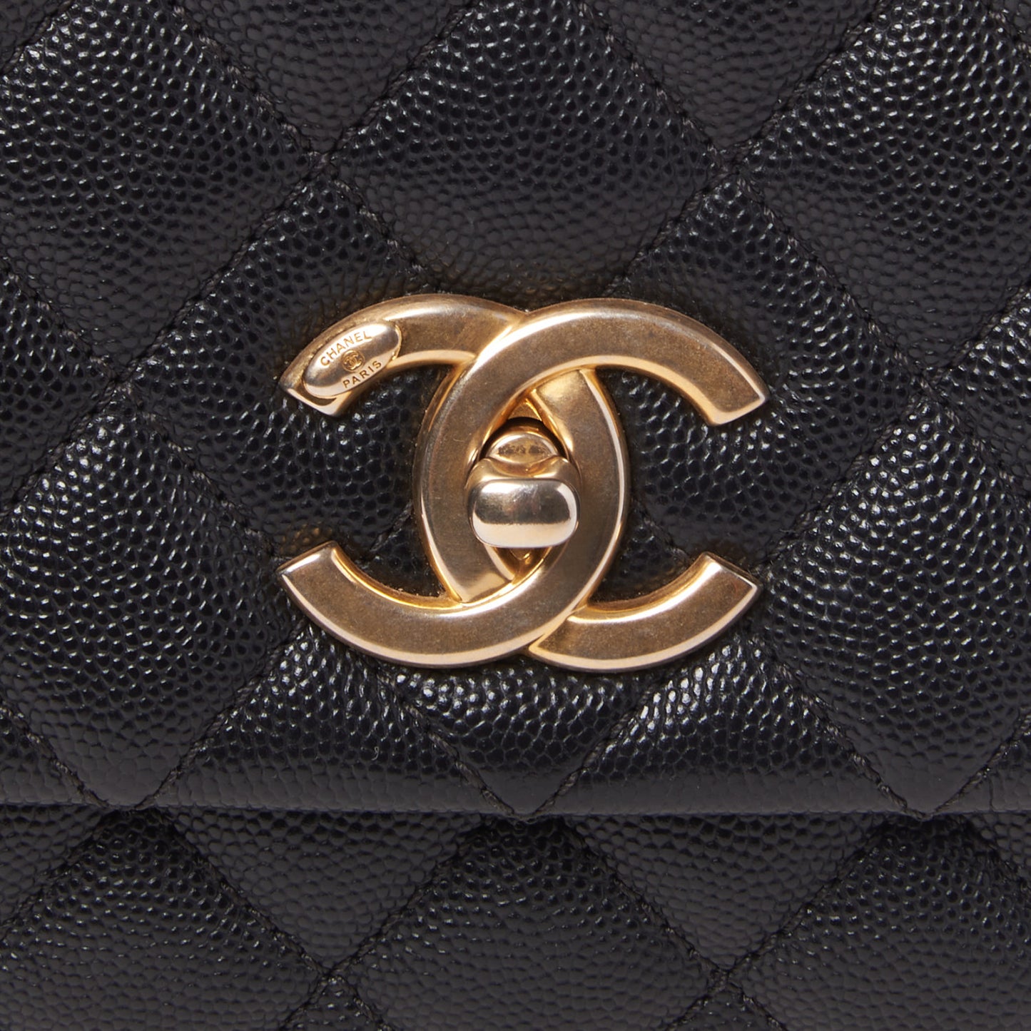 Caviar Quilted Small Coco Handle Flap Black