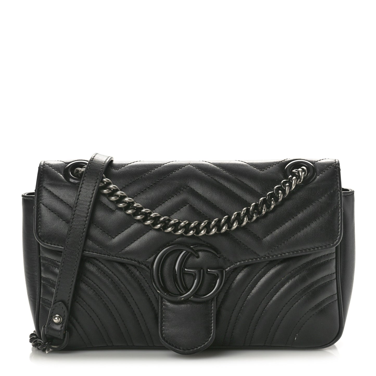 Calfskin Matelasse Monochrome Small GG Marmont Shoulder Bag Black