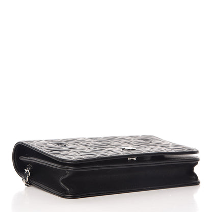 Chanel Lambskin Camellia Embossed Wallet On Chain WOC Black 4 of 11
