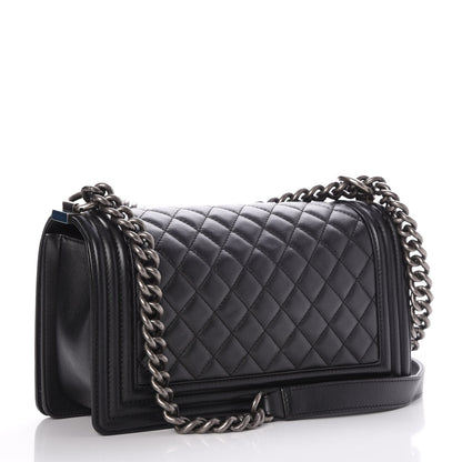 Chanel Metallic Calfskin Quilted Medium Boy Flap Black 4 of 9