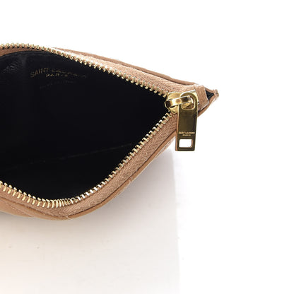 Saint Laurent Grain De Poudre Matelasse Chevron Monogram Fragments Zippered Card Case Cork 6 of 7
