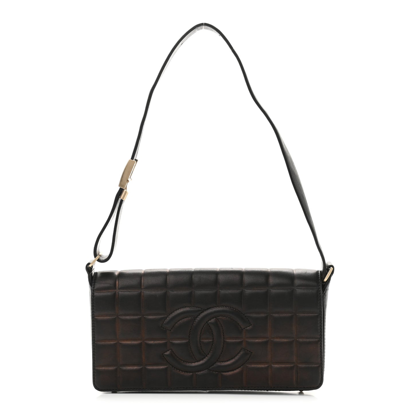 Lambskin Quilted CC Chocolate Bar Flap Black
