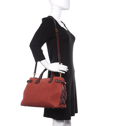 Burberry Grainy Nubuck Medium Banner Tote Deep Claret 2 of 11