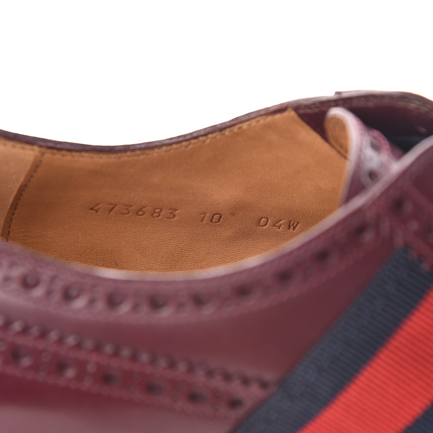 Calfskin Web Bee Embroidered Mens Slip-On Brogue Wingtip Derby Shoes 10 Bordeaux