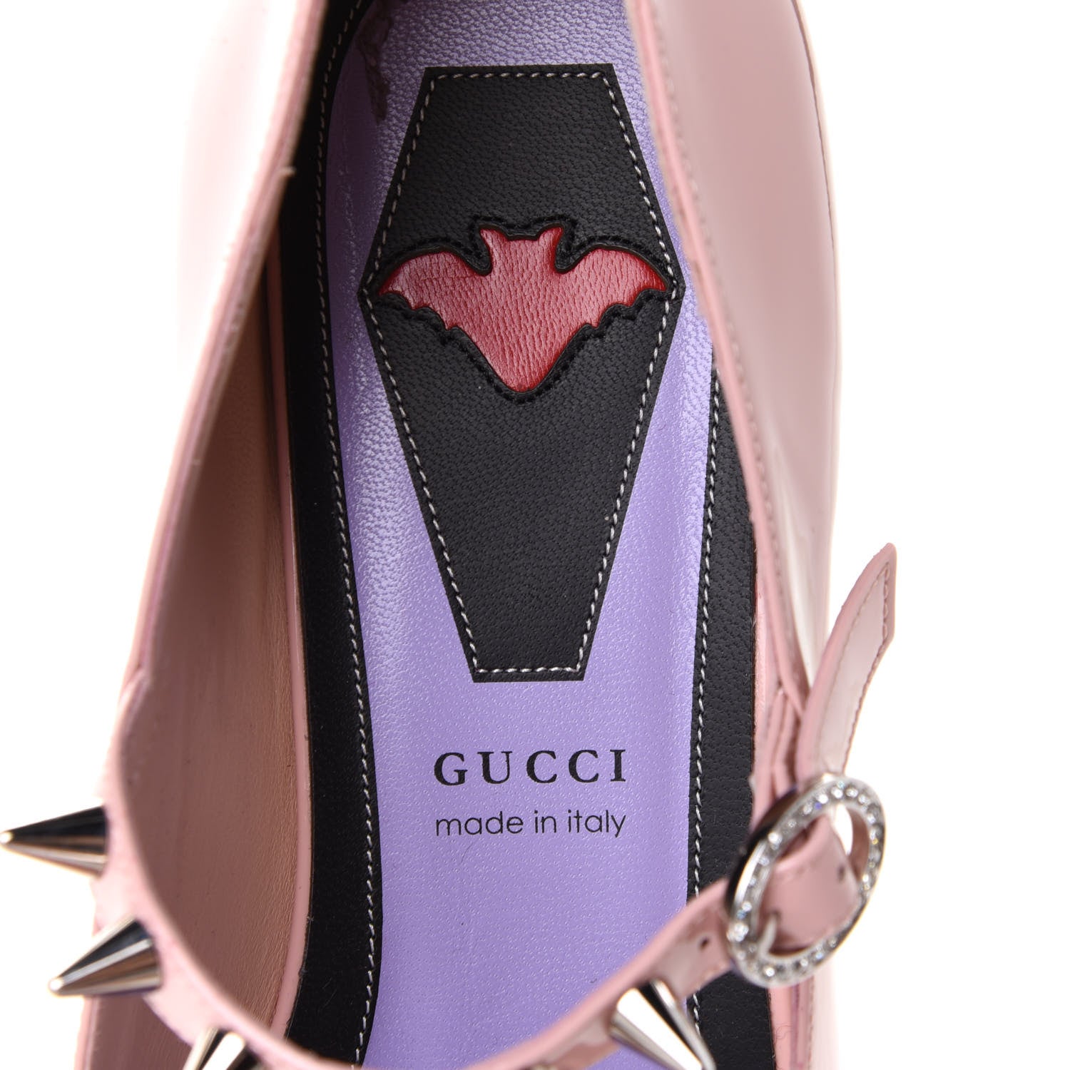 Gucci Patent Crystal GG Bow Sadie Spike Low Heel Ballerina Loafers 39 Perfect Pink 6 of 10
