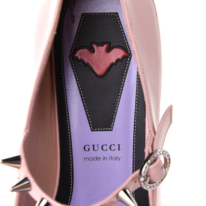Gucci Patent Crystal GG Bow Sadie Spike Low Heel Ballerina Loafers 39 Perfect Pink 6 of 10