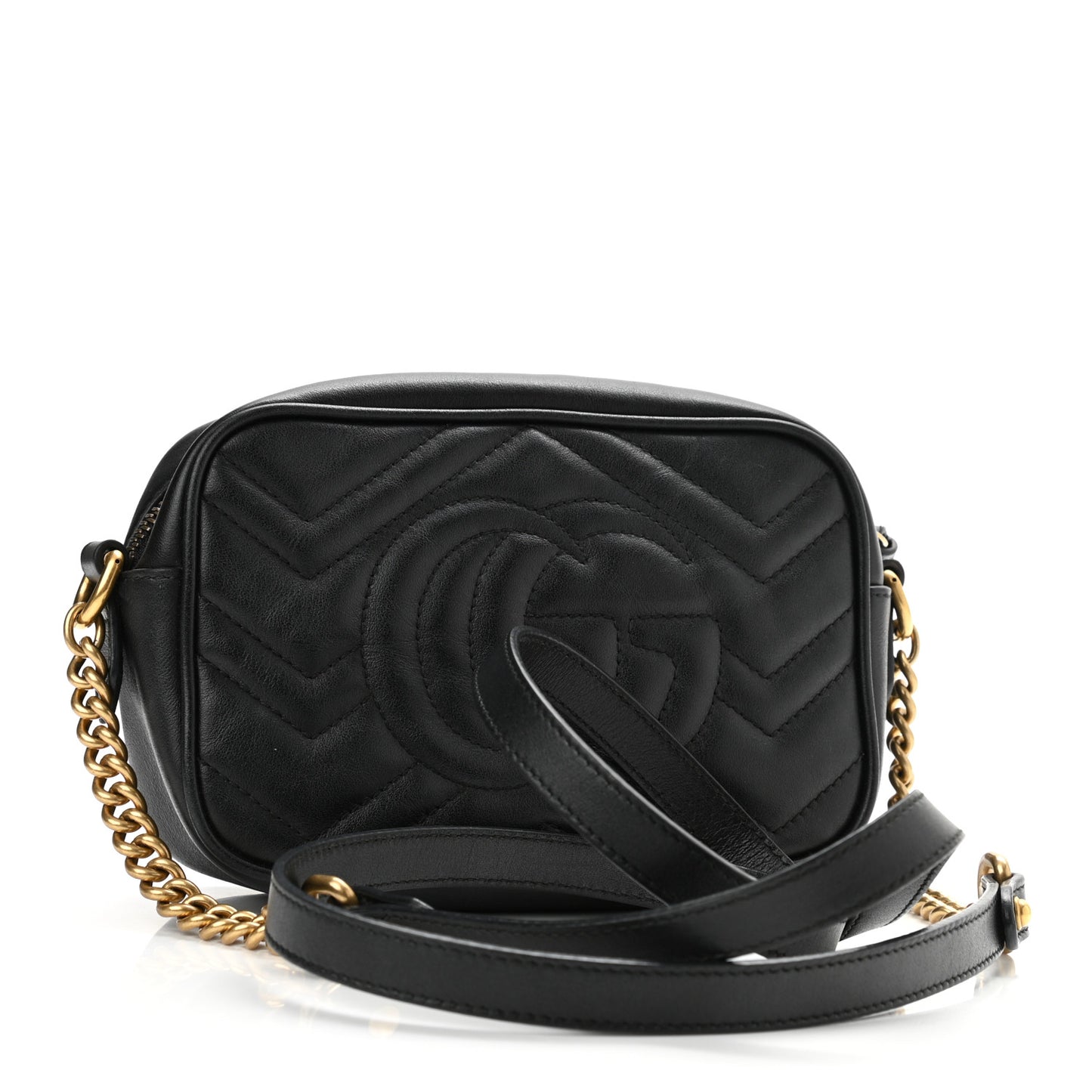 Calfskin Matelasse Mini GG Marmont Chain Shoulder Bag Black