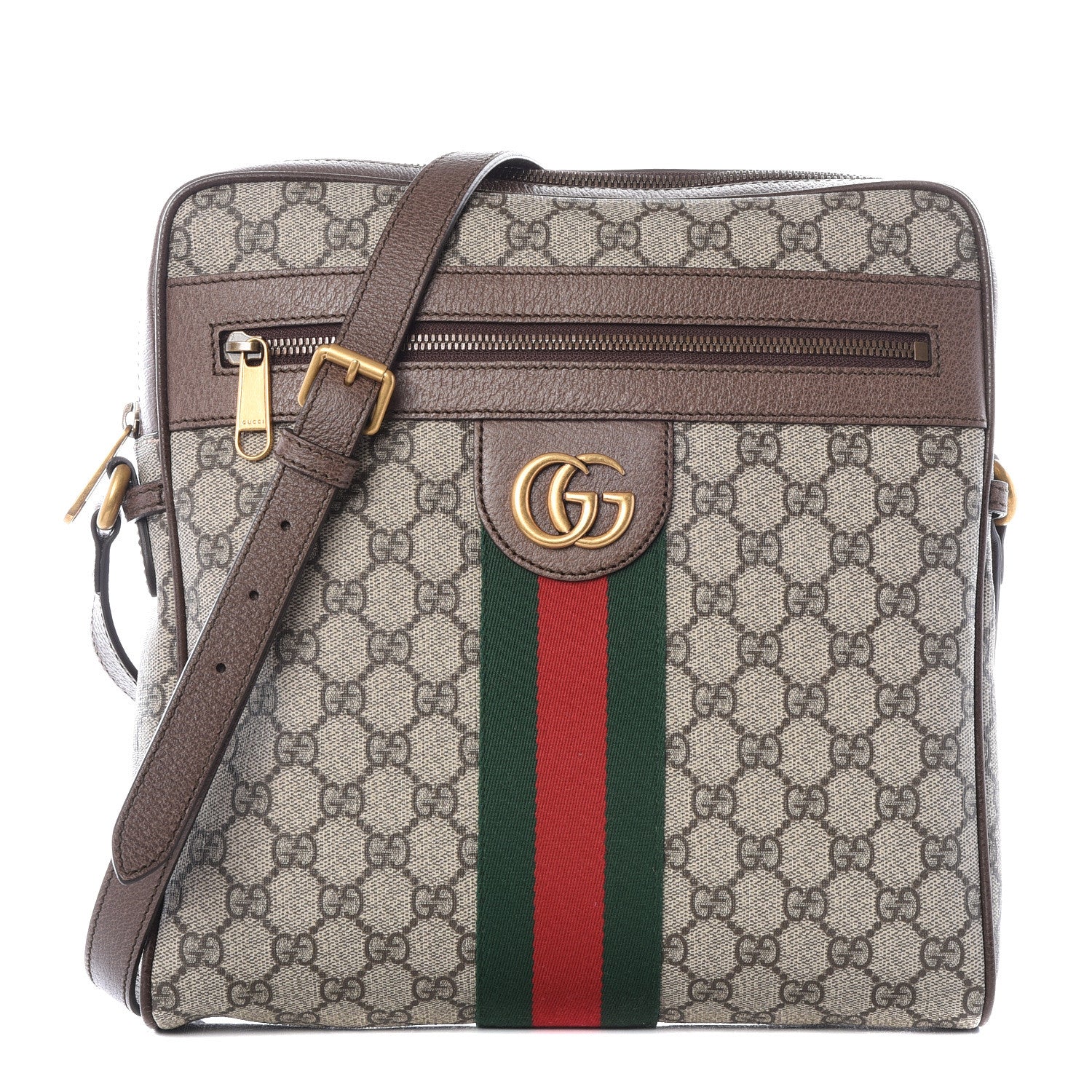 Gucci GG Supreme Monogram Web Medium Ophidia Messenger Bag Brown 1 of 13