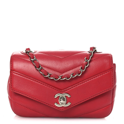 Chanel Caviar Chevron Quilted Small Single Flap Red 1 of 16