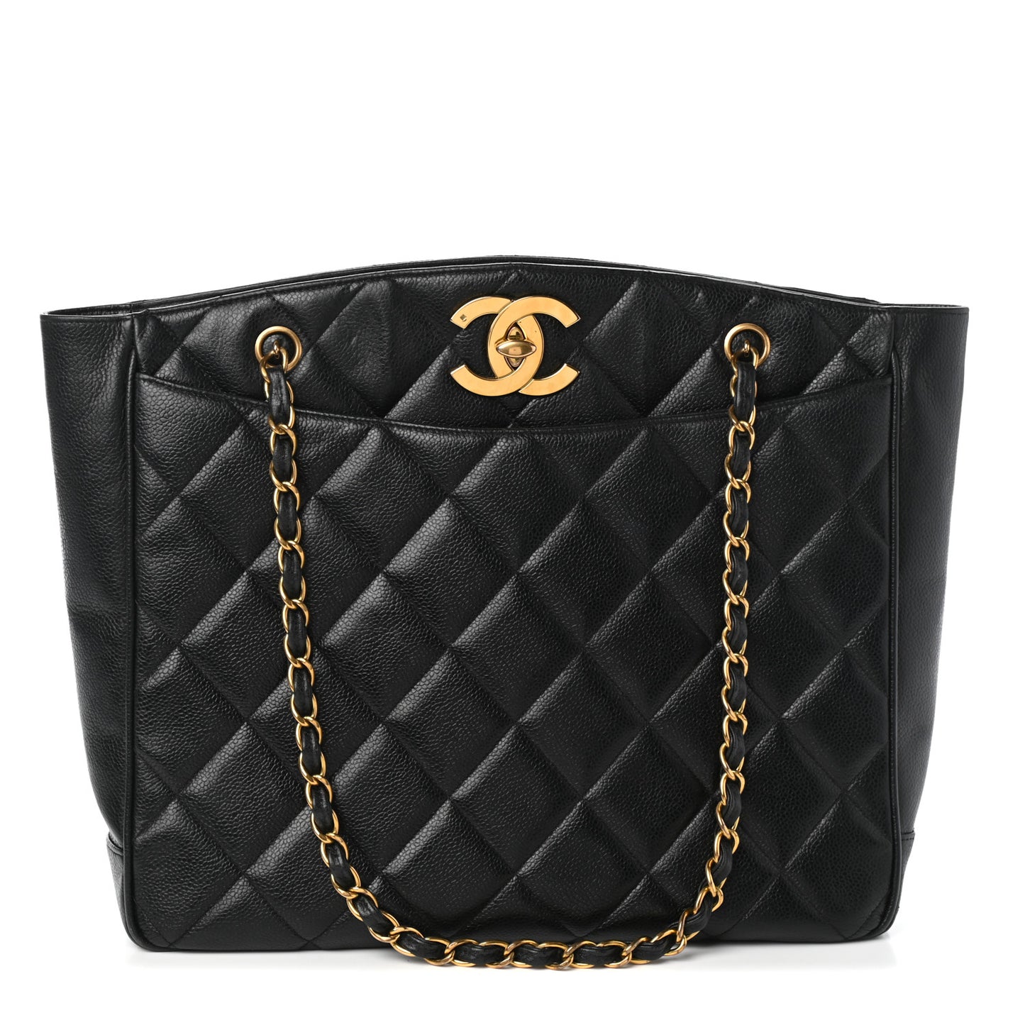 Caviar Quilted CC Shoulder Bag Black