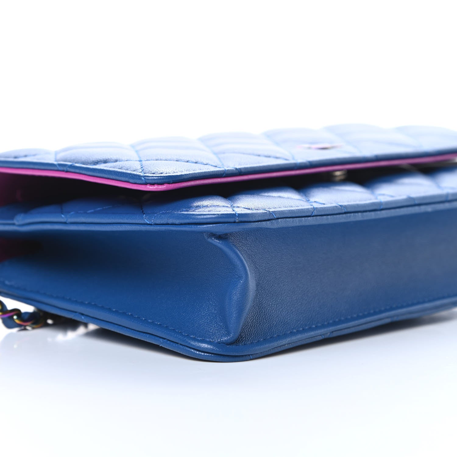 Chanel Lambskin Quilted Wallet On Chain WOC Dark Blue Pink 10 of 13