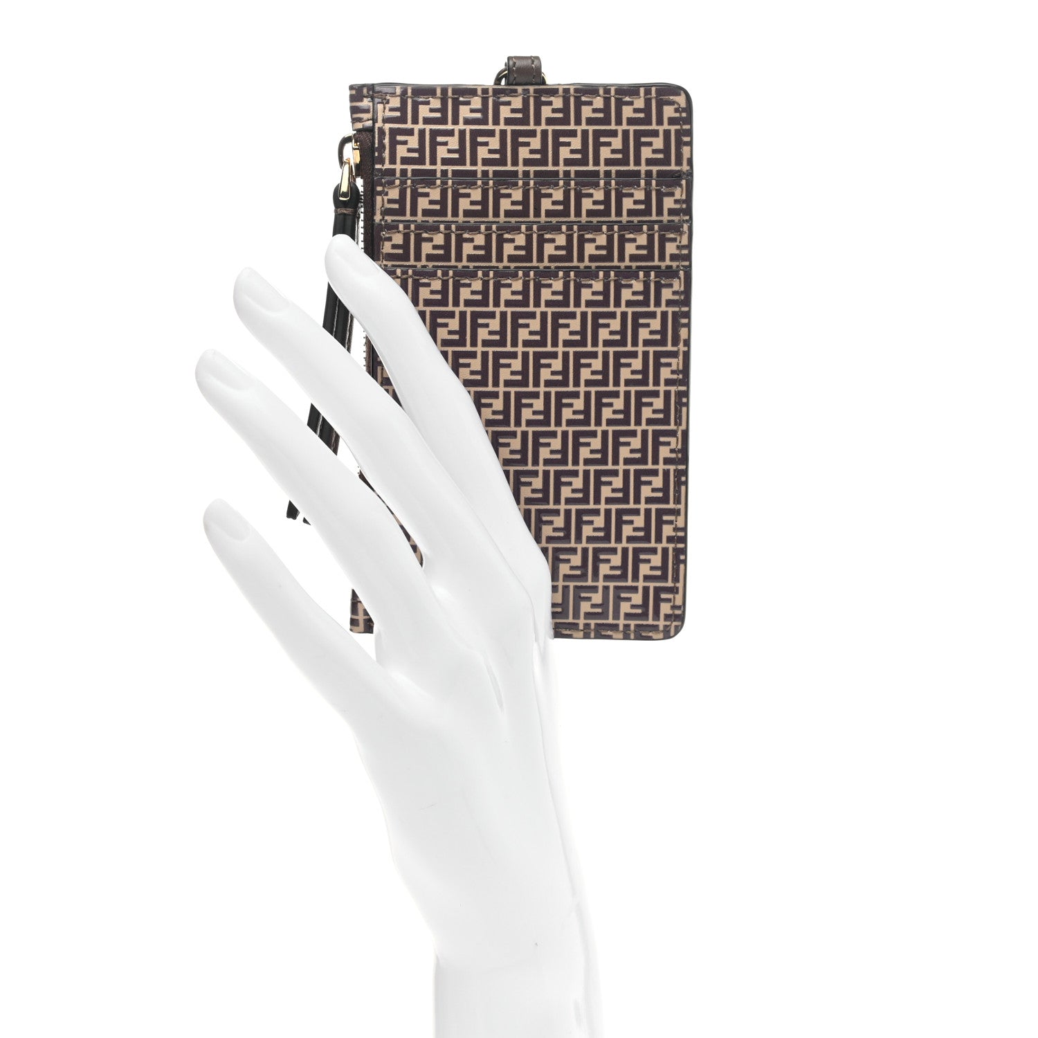Fendi Vitello Liberty Micro FF Embossed O'Lock Card Holder Beige Amido Maya 2 of 8