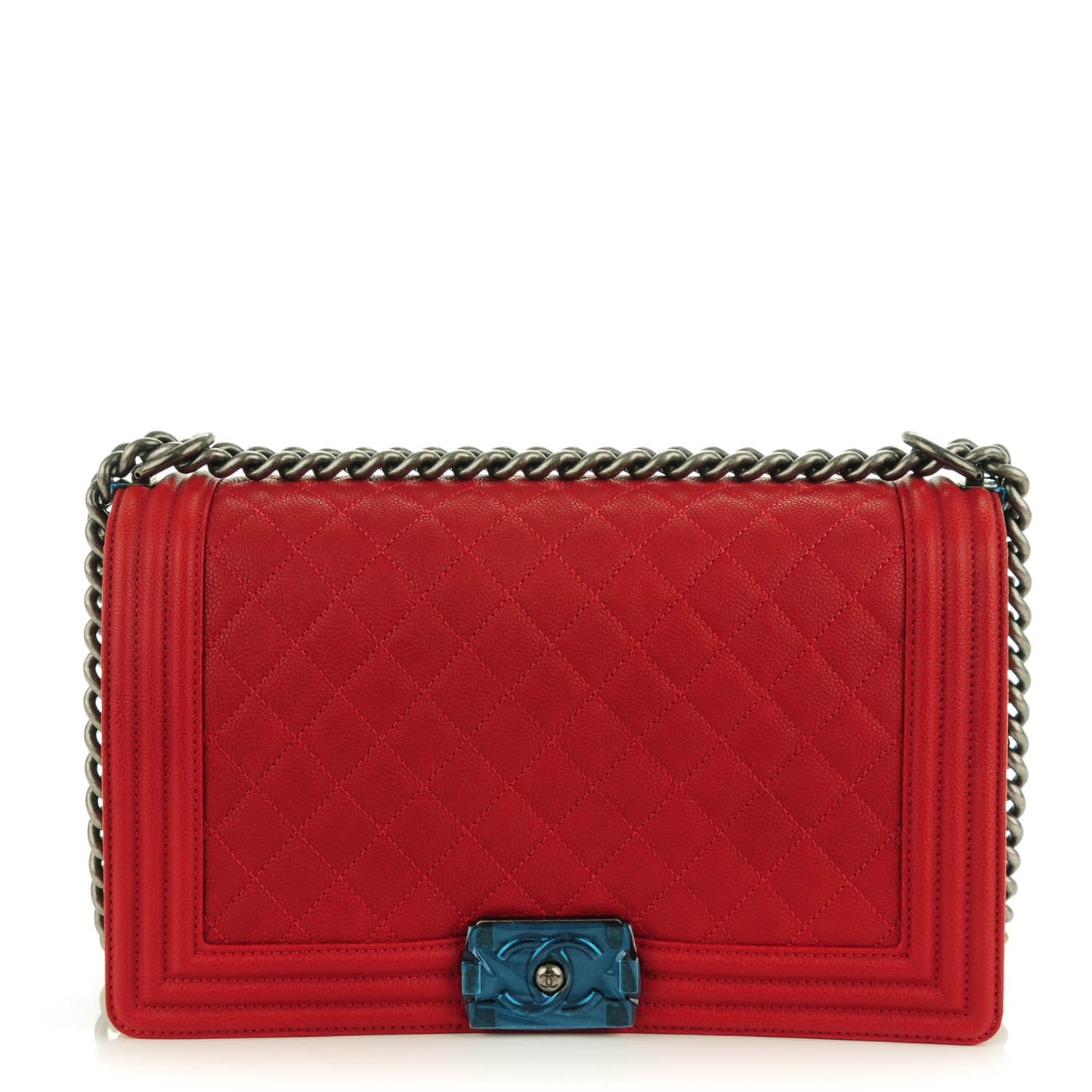 Caviar Quilted New Medium Boy Flap Red