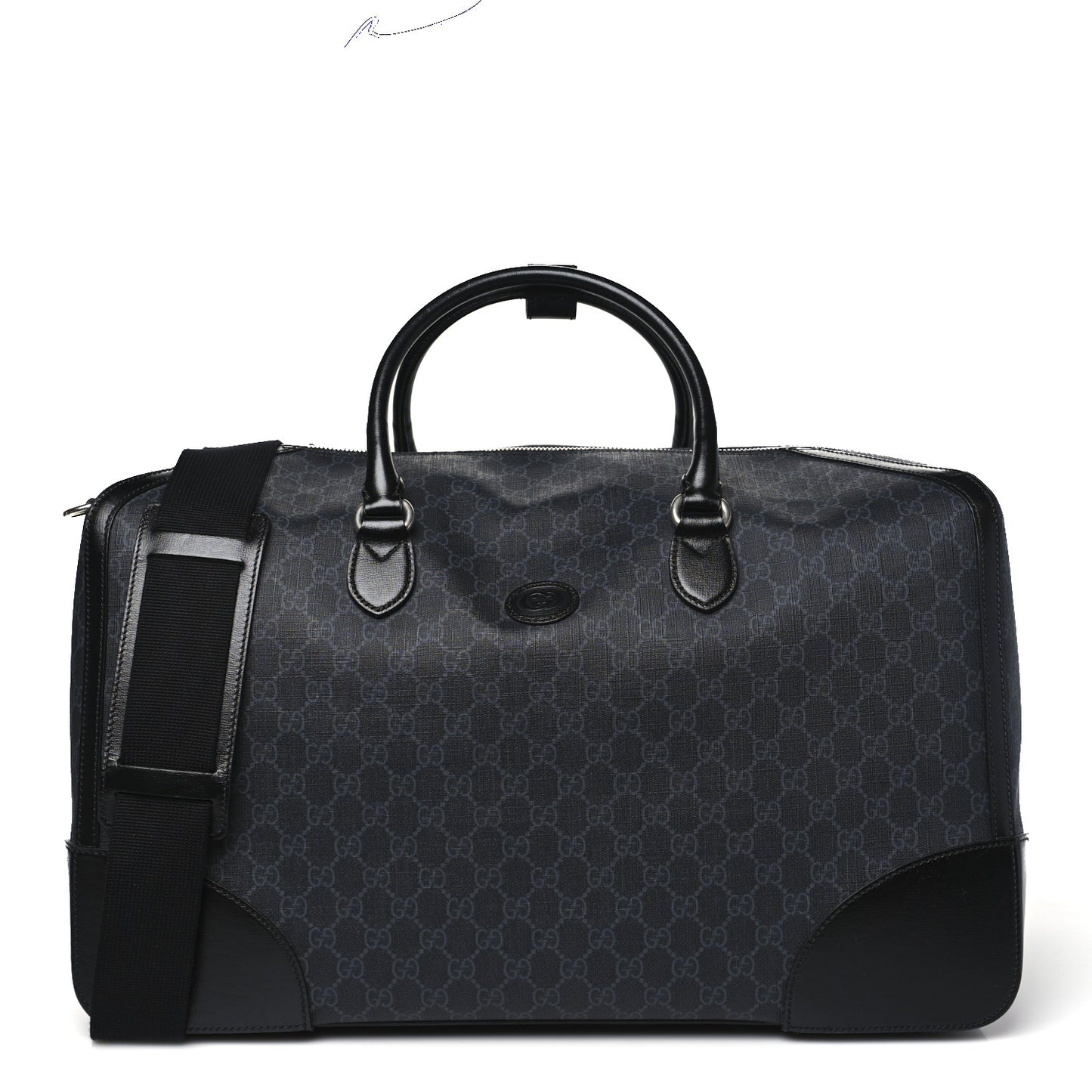 GG Supreme Monogram Azalea Calfskin Retro Interlocking G Large Duffle Bag Black Grey