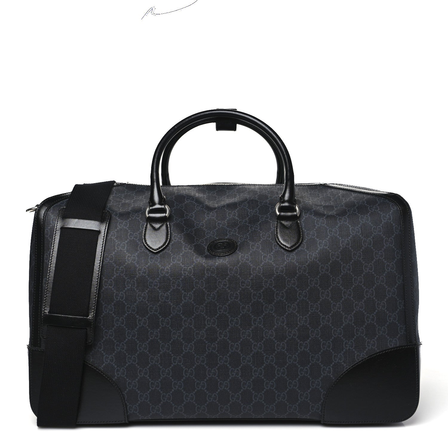 Gucci GG Supreme Monogram Azalea Calfskin Retro Interlocking G Large Duffle Bag Black Grey 1 of 8