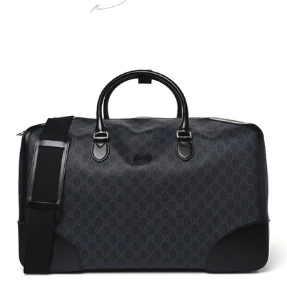 Gucci GG Supreme Monogram Azalea Calfskin Retro Interlocking G Large Duffle Bag Black Grey 1 of 8