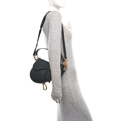 Christian Dior Grained Calfskin Saddle Bag With Strap Black 2 of 10