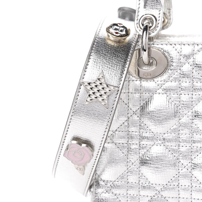 Christian Dior Metallic Grained Calfskin Cannage Small Lucky Badges My Lady Dior Silver 13 of 14
