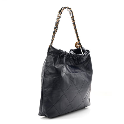 Chanel Shiny Calfskin Quilted Chanel 22 Navy Blue 4 of 11