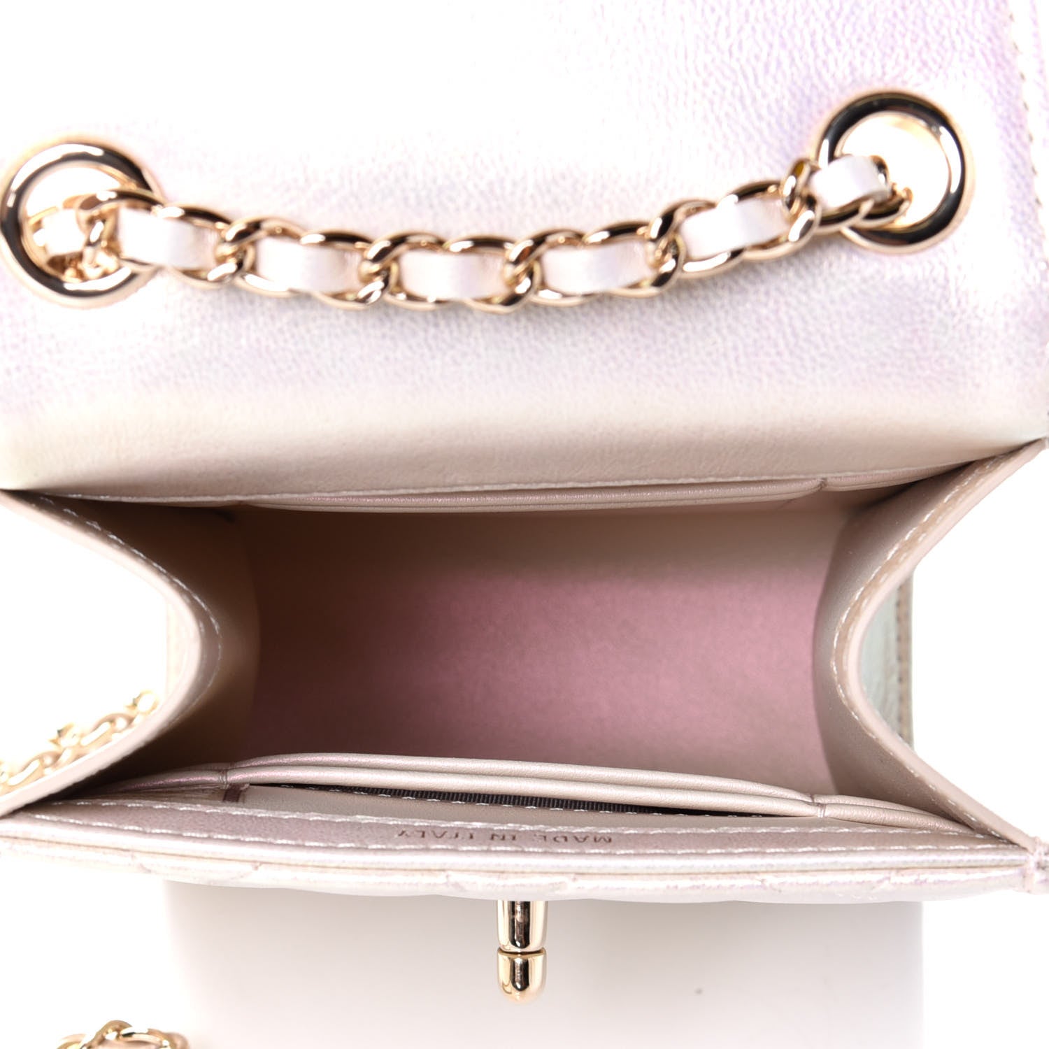 Chanel Iridescent Lambskin Quilted CC Phone Holder Ivory 4 of 5