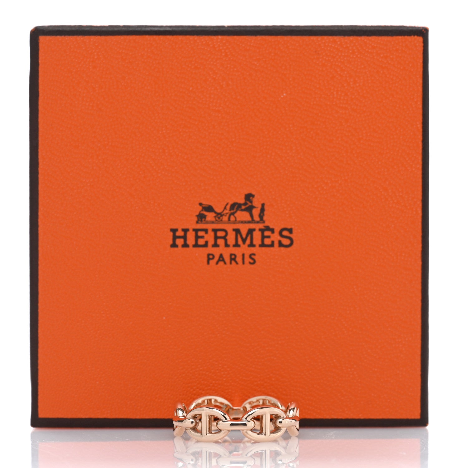 Hermes 18K Rose Gold PM Chaine D'Ancre Enchainee Ring 54 6.75 5 of 5