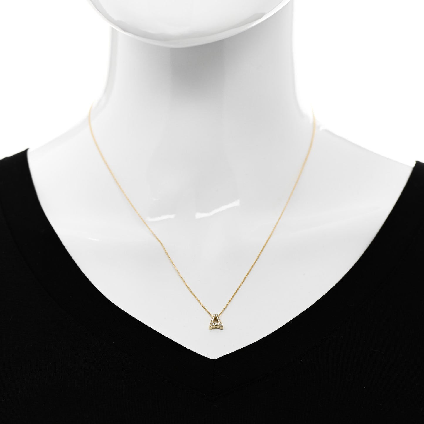 18K Yellow Gold Diamond Love Letter A Pendant Necklace