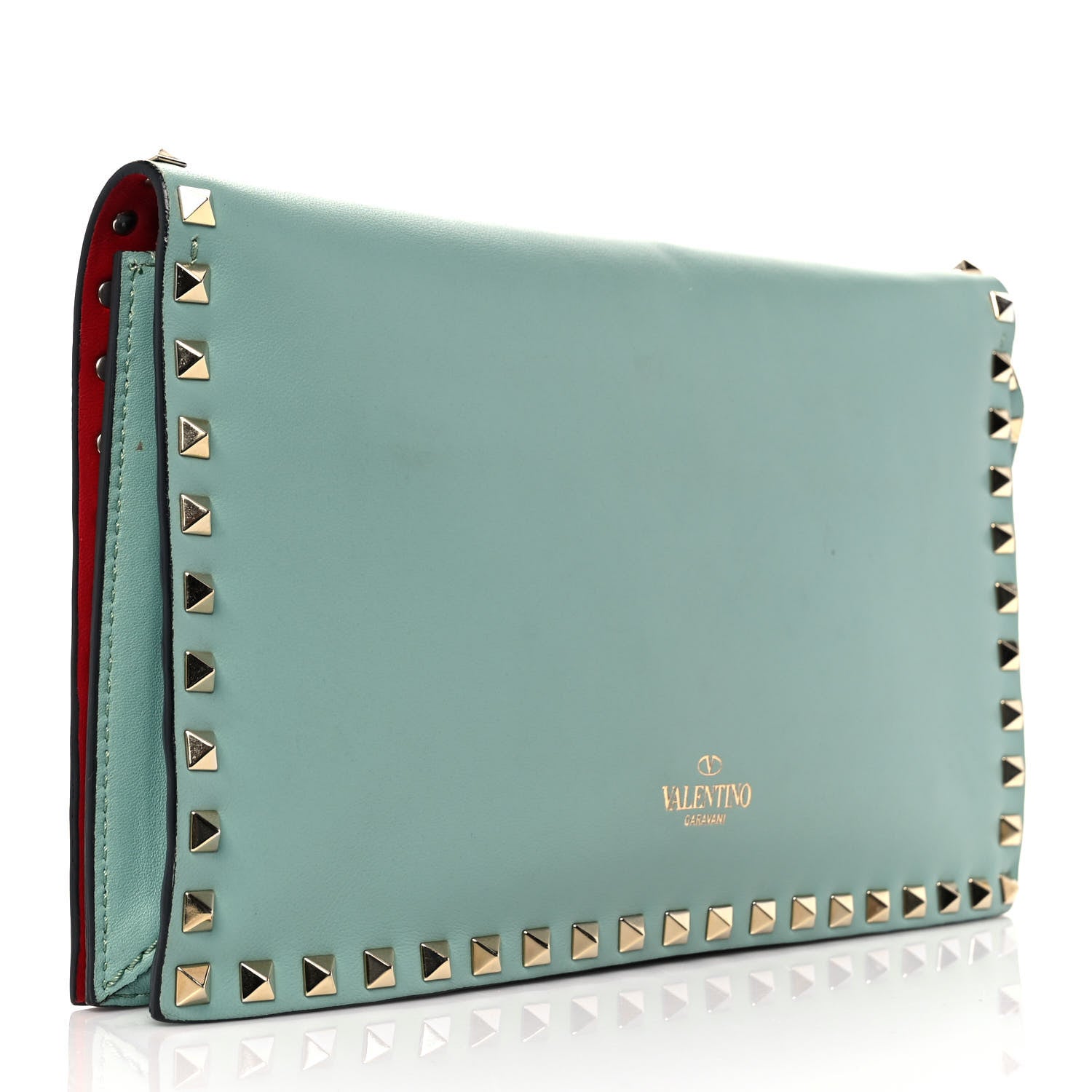 Valentino Garavani Nappa Rockstud Wristlet Clutch Morning Dew 3 of 8